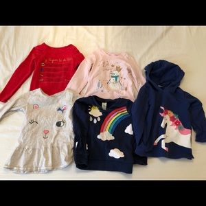 Lot of 5 - 3T & 4T - girls long sleeves shirts
